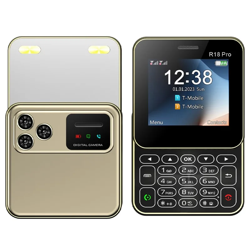 R18 Pro Dual SIM Standby Rotating 2G Phone with 2.4 inch Color Screen - Gold