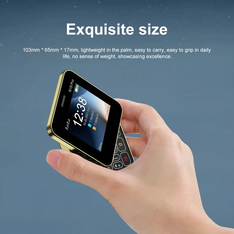 R18 Pro Dual SIM Standby Rotating 2G Phone with 2.4 inch Color Screen - Gold