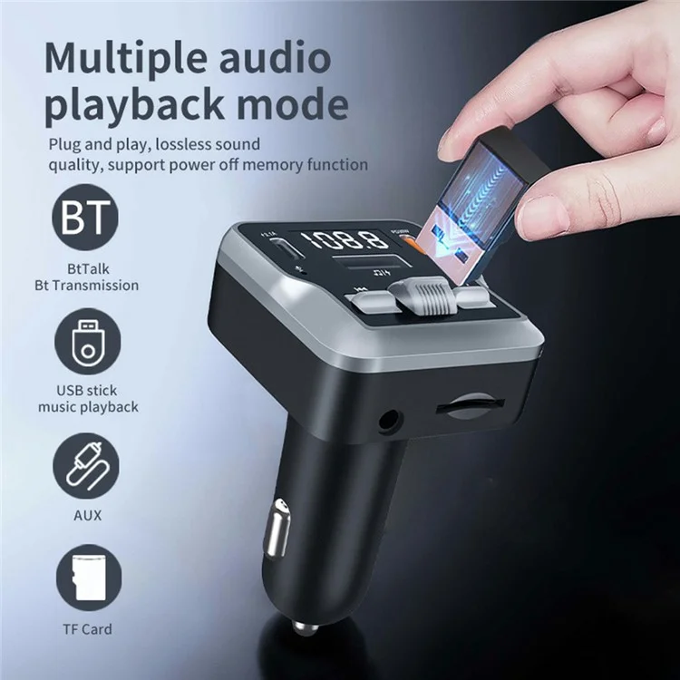 C64 Bluetooth-compatible 5.3 Car Adapter PD 30W Car Charger Handsfree Calling Audio Receiver MP3 Music Player