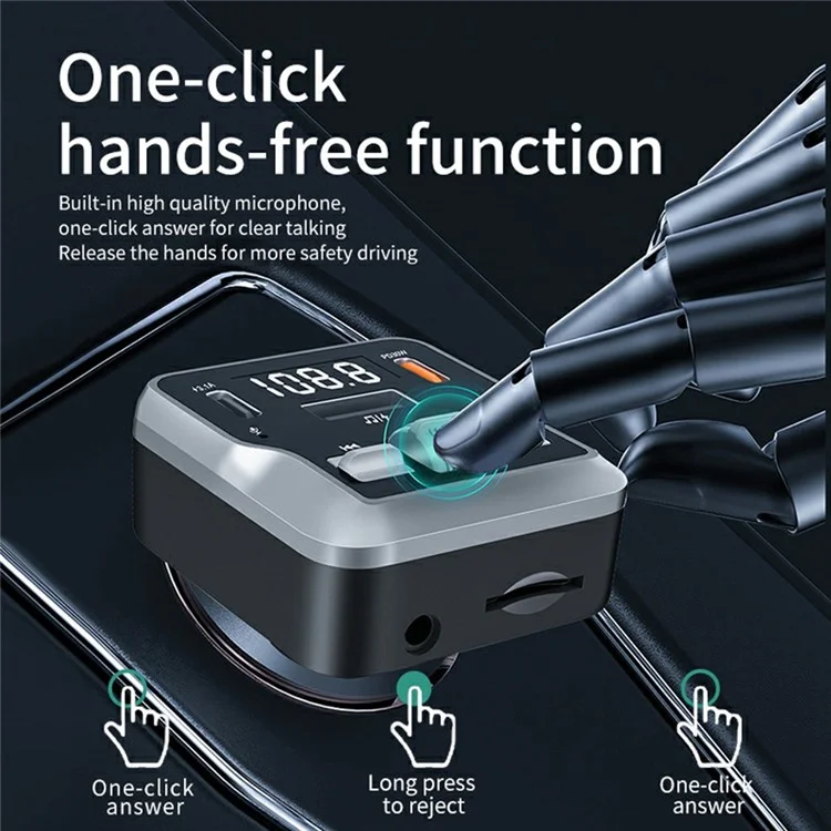 C64 Bluetooth-compatible 5.3 Car Adapter PD 30W Car Charger Handsfree Calling Audio Receiver MP3 Music Player
