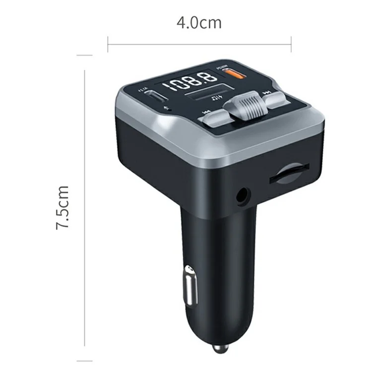 C64 Bluetooth-compatible 5.3 Car Adapter PD 30W Car Charger Handsfree Calling Audio Receiver MP3 Music Player