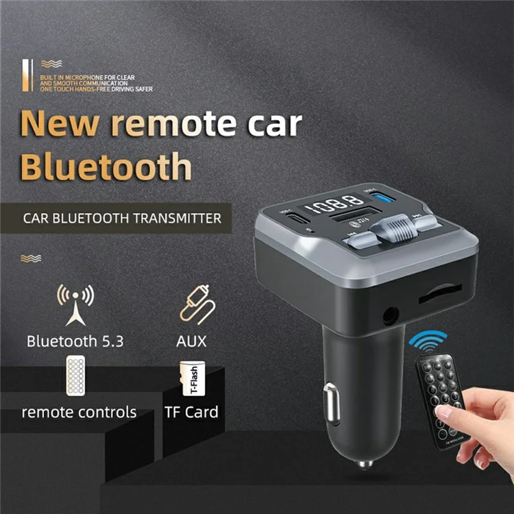 C66 Carregador de Carro Multifuncional FM Adaptador Bluetooth Player Com Controle Remoto