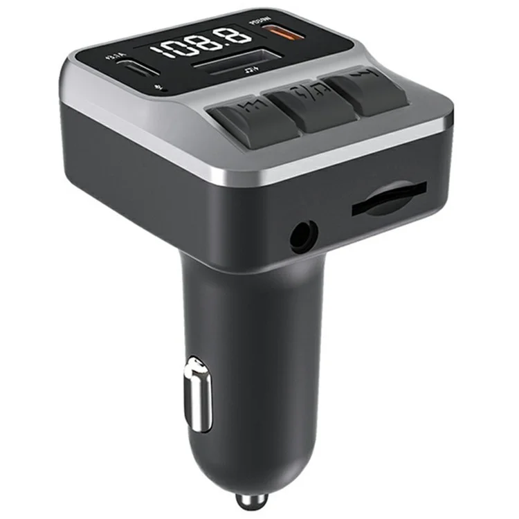 C65 Car Bluetooth-compatible FM Transmitter with Dual Type-C Port PD 30W Fast Charging Adapter