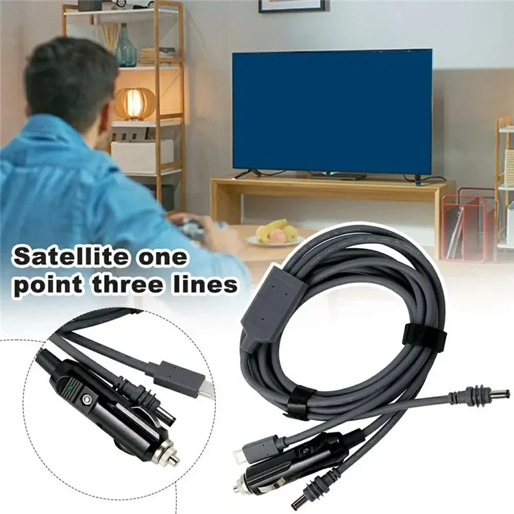 15m For Starlink Space-X Mini 3-in-1 Type-C Cigarette Lighter Car Charger Power Cord