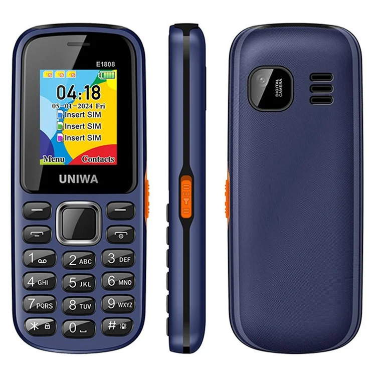 UNIWA E1808 1.77 Inch 3 SIM Card 3 Standby Phone with Flashlight Radio Function - Blue