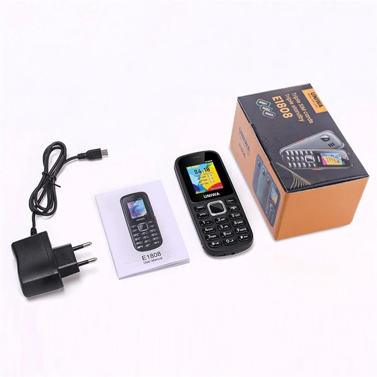 UNIWA E1808 1.77 Inch 3 SIM Card 3 Standby Phone with Flashlight Radio Function - Blue
