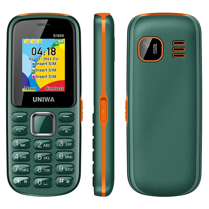 UNIWA E1808 1.77 Inch 3 SIM Card 3 Standby Phone with Flashlight Radio Function - Green