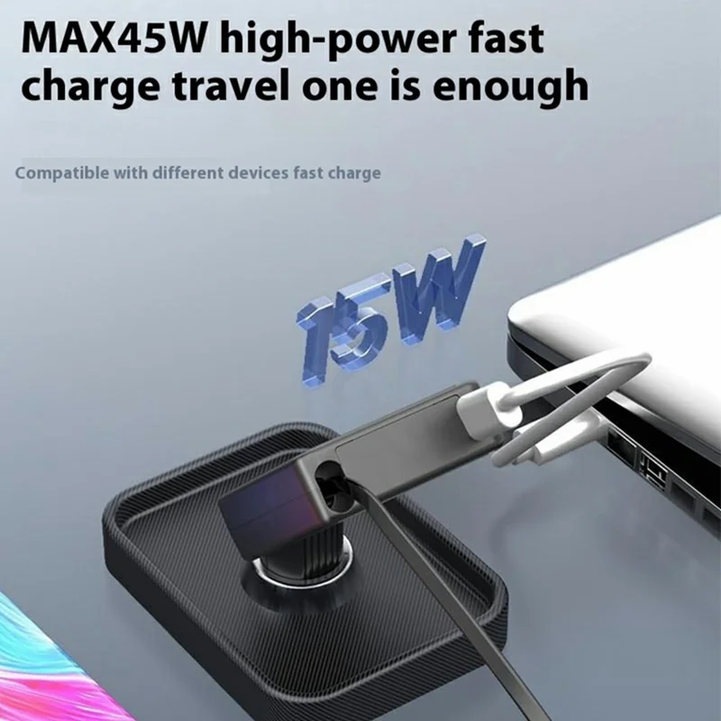 PT-31 Car Charger with Type-C Retractable Cable Super Fast Cigarette Lighter Adapter - White