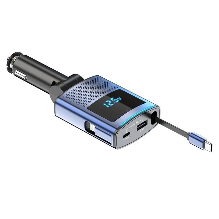 SC09 PD 65W Fast Charging Car Charger Cigarette Lighter Adapter with 1m Retractable Type C Cable