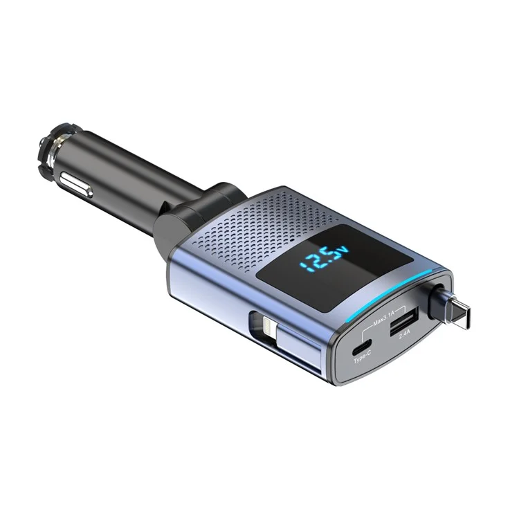 SC09 PD 65W Fast Charging Car Charger Cigarette Lighter Adapter with 1m Retractable Type C Cable