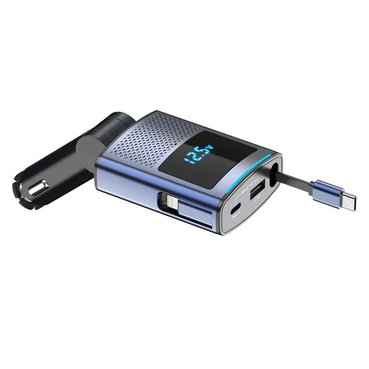 SC09 PD 65W Fast Charging Car Charger Cigarette Lighter Adapter with 1m Retractable Type C Cable