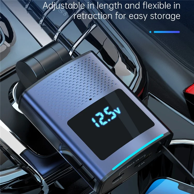 SC09 PD 65W Fast Charging Car Charger Cigarette Lighter Adapter with 1m Retractable Type C Cable