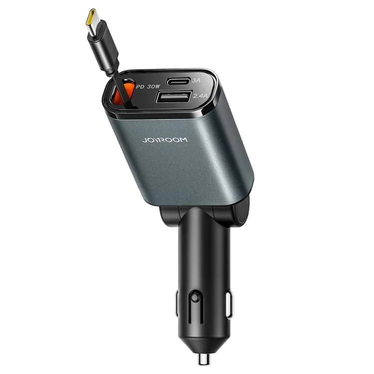 JOYROOM CCL07 45W Car Charger 3 in 1 with Built-In Retractable Type-C Cable Fast Charging for Multiple Devices
