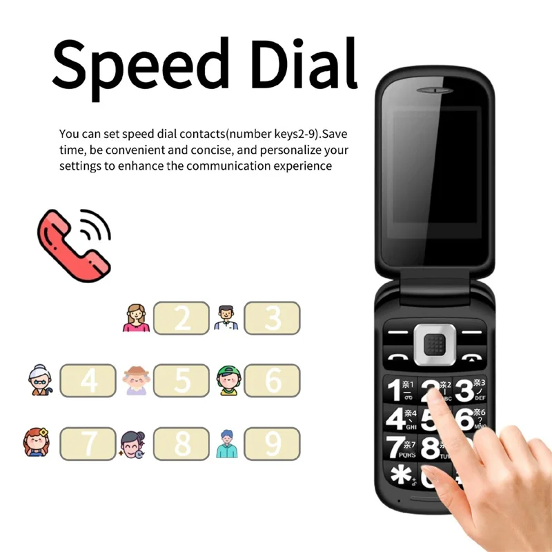 G660 Dual Screen Flip Phone Large Keypad Long Battery Life SOS FM Radio MP3 Player 2G Phone - Gold