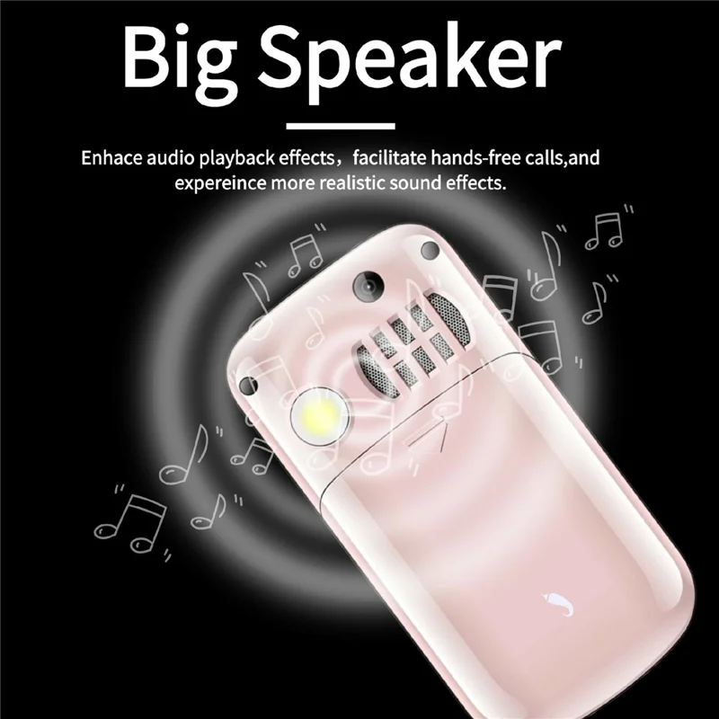 G660 Dual Screen Flip Phone Large Keypad Long Battery Life SOS FM Radio MP3 Player 2G Phone - Pink