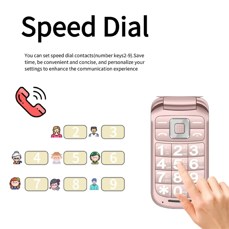 G660 Dual Screen Flip Phone Large Keypad Long Battery Life SOS FM Radio MP3 Player 2G Phone - Pink