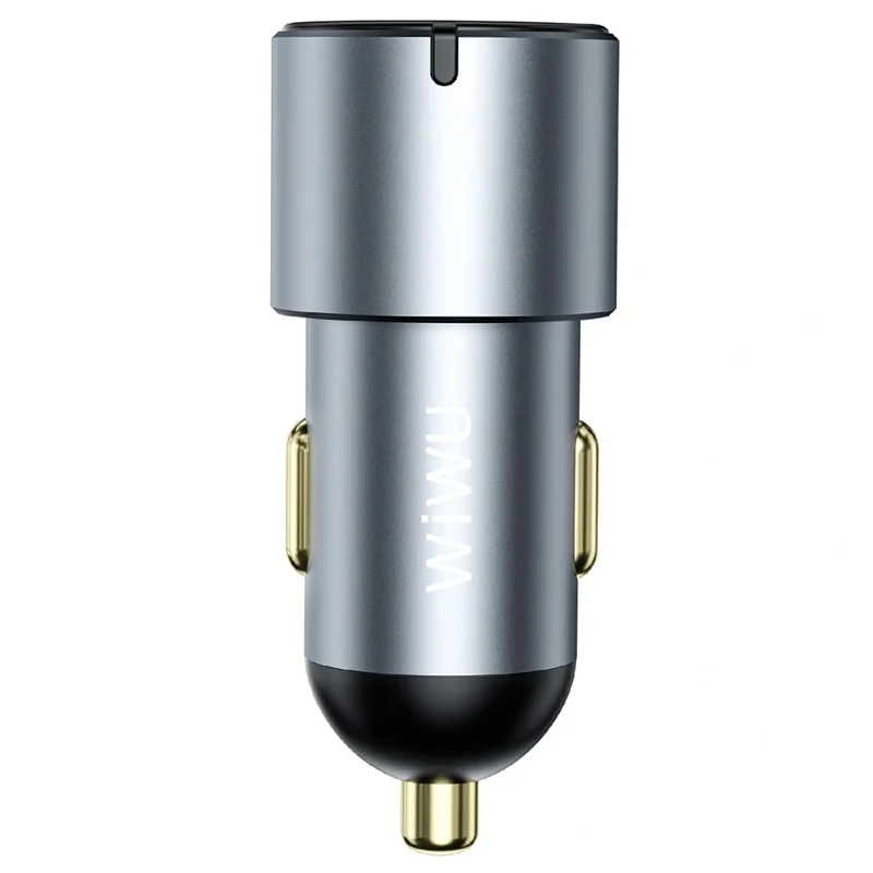 WIWU Wi-CC032 Nano Pro USB A + Dual Type C Aluminum Alloy Car Charger PD 60W Fast Charging Adapter