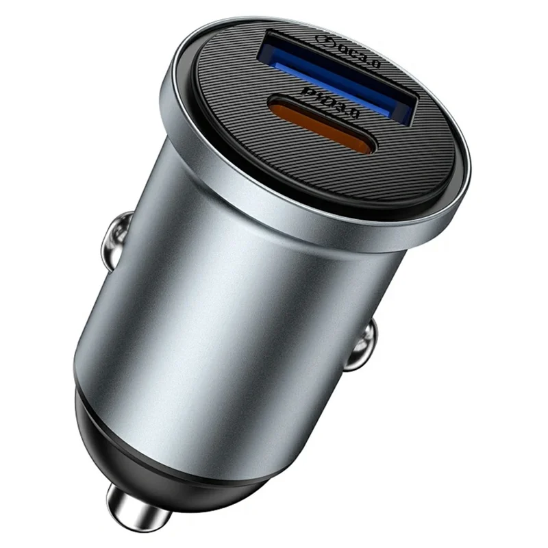 WIWU Wi-CC032 Nano Pro USB A + Dual Type C Aluminum Alloy Car Charger PD 60W Fast Charging Adapter
