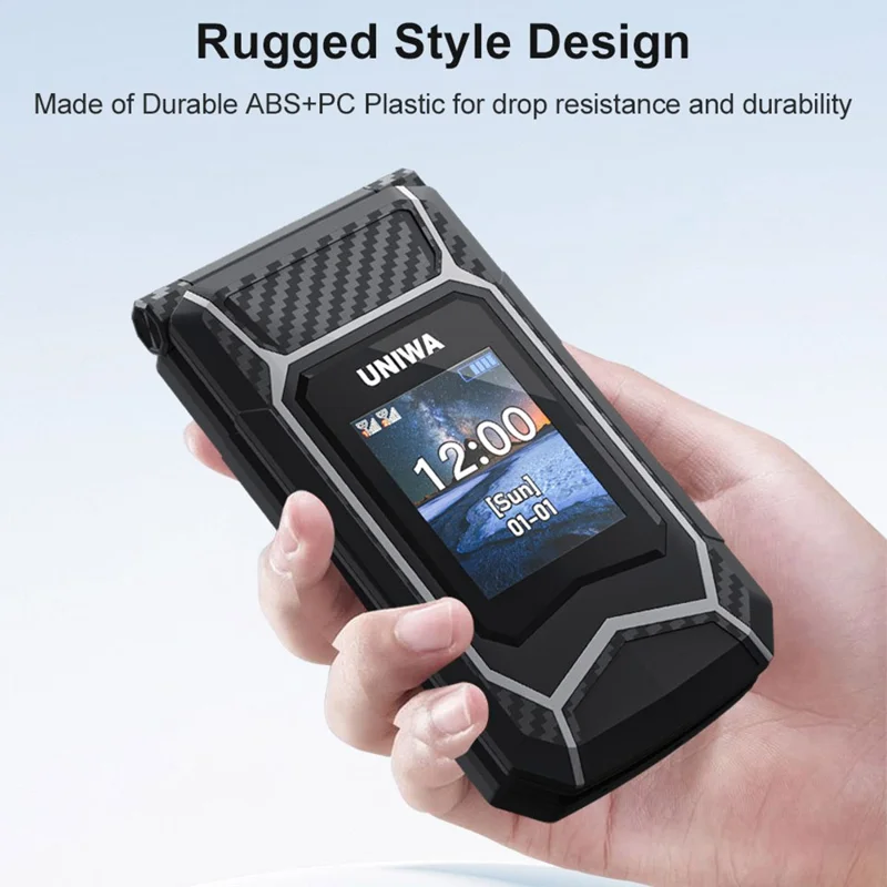 UNIWA X29 2.8 inch Flip Phone Dual Screen Dual SIM Card Standby GSM Keypad 2000mAh Rugged Mobile - Black  /  Grey
