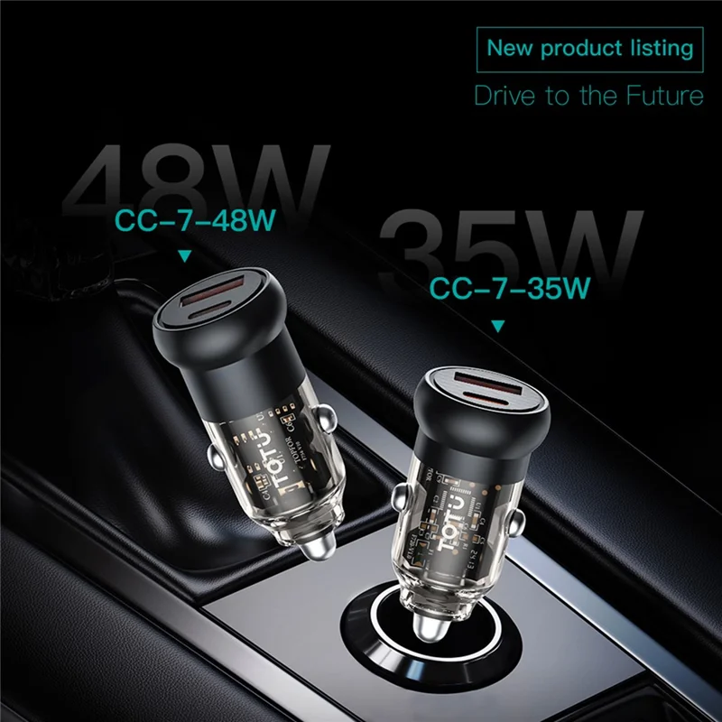 TOTU CC-7-35W Car Phone Charger USB-A + USB-C Dual Ports 35W Fast Charging Socket Cigarette Lighter