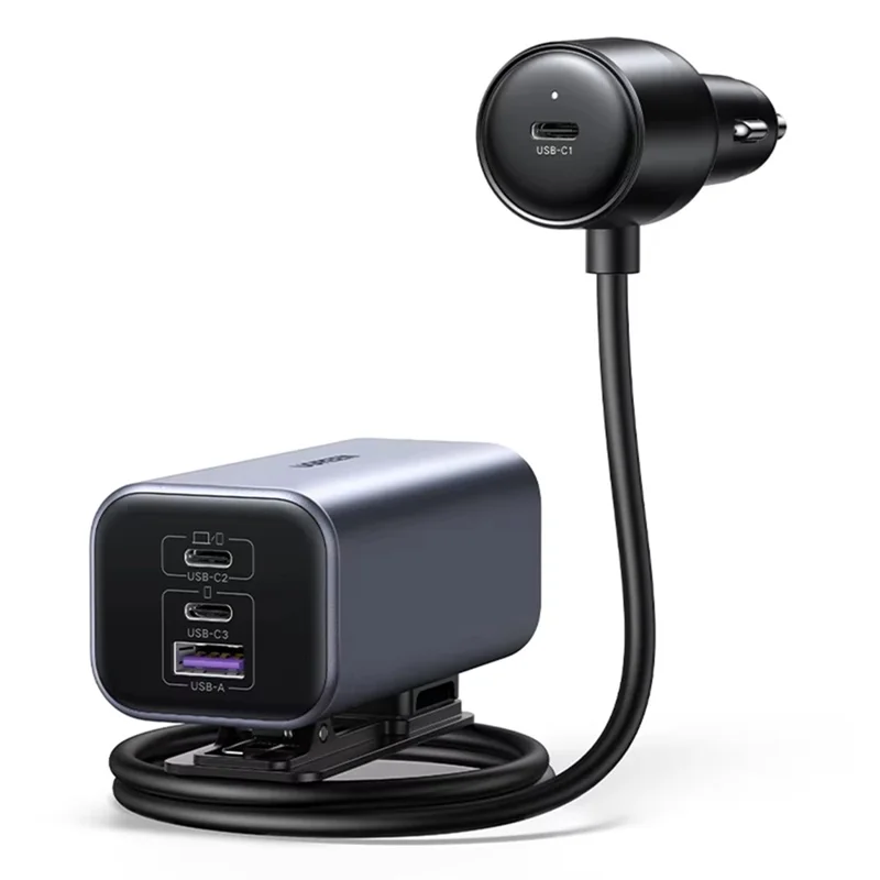 UGREEN 35027 GaN 150W Car Charger 3 USB-C + 1 USB-A Fast Charging Adapter with Extension Cable