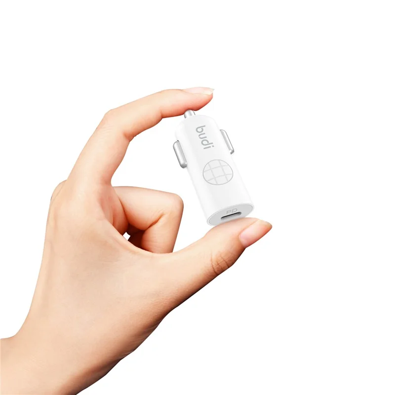 BUDI CC062TTTW USB-C 33W Car Charger Set with 1.2m 60W Type-C to Type-C Cable Mini Cigarette Lighter Adapter