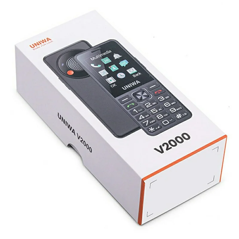 UNIWA V2000 2.4 Inch 4G Bar Phone Dual SIM Dual Standby Feature Phone - Black