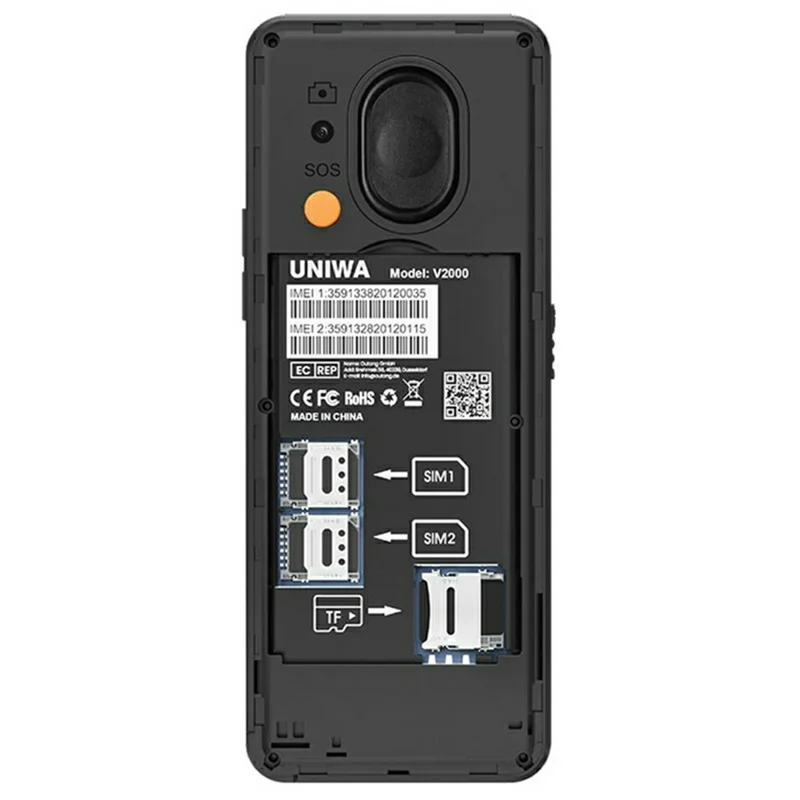 UNIWA V2000 2.4 Inch 4G Bar Phone Dual SIM Dual Standby Feature Phone - Black