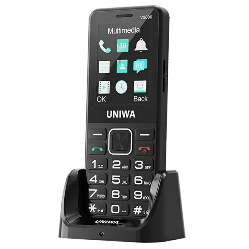 UNIWA V2000 2.4 Inch 4G Bar Phone Dual SIM Dual Standby Feature Phone - Black