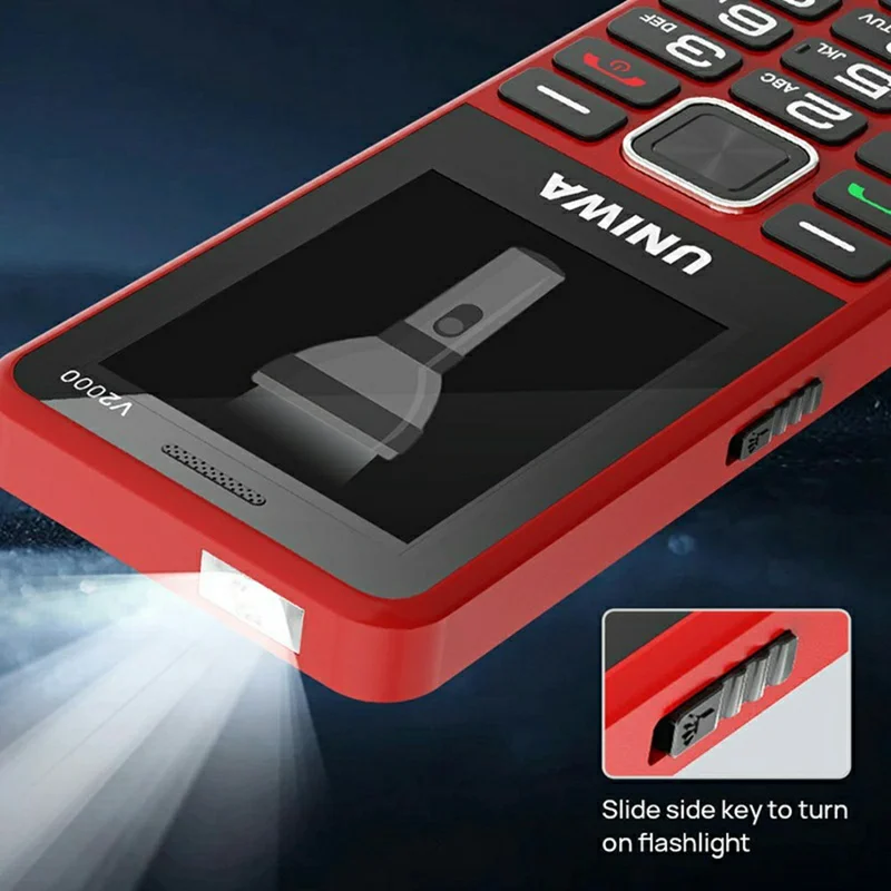 UNIWA V2000 2.4 Inch 4G Bar Phone Dual SIM Dual Standby Feature Phone - Black