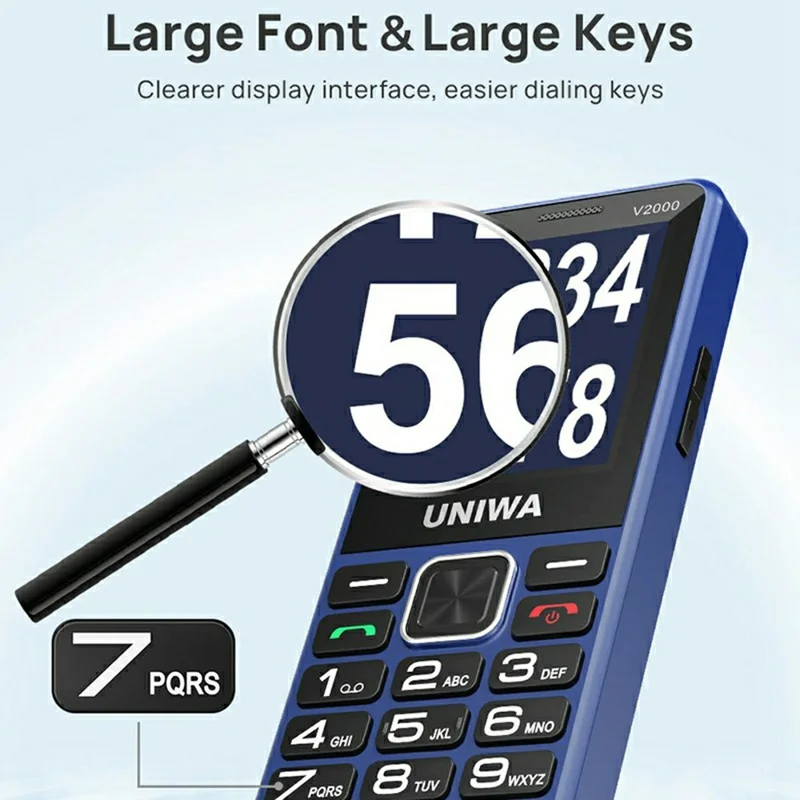 UNIWA V2000 2.4 Inch 4G Bar Phone Dual SIM Dual Standby Feature Phone - Black