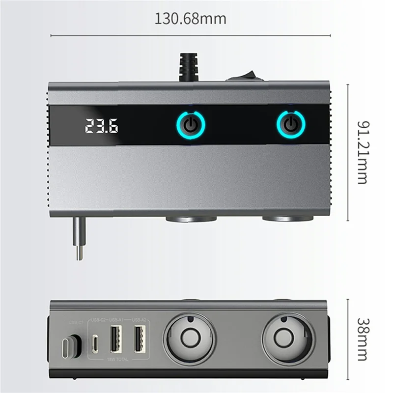 GE08 PD 65W Fast Charging Car Charger 9 in 1 Cigarette Lighter Adapter with Independent Switch and Retractable Cable