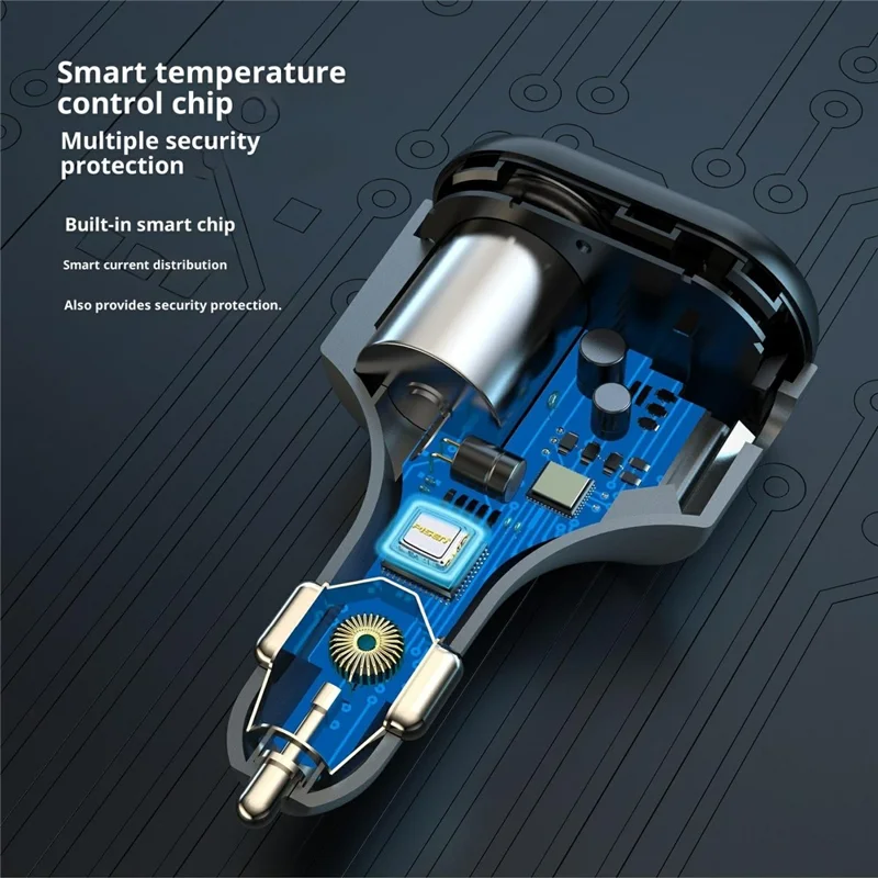 GE09 PD 65W Fast Charging Car Charger Cigarette Lighter Adapter with Spring Wire Charger Temperature Control Protection