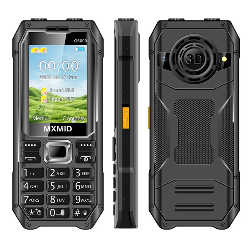 MXMID Q6000 2.4 Inch Display Phone Dual SIM Standby GSM Keypad Bar Phone with Dual LED Flashlight - Black