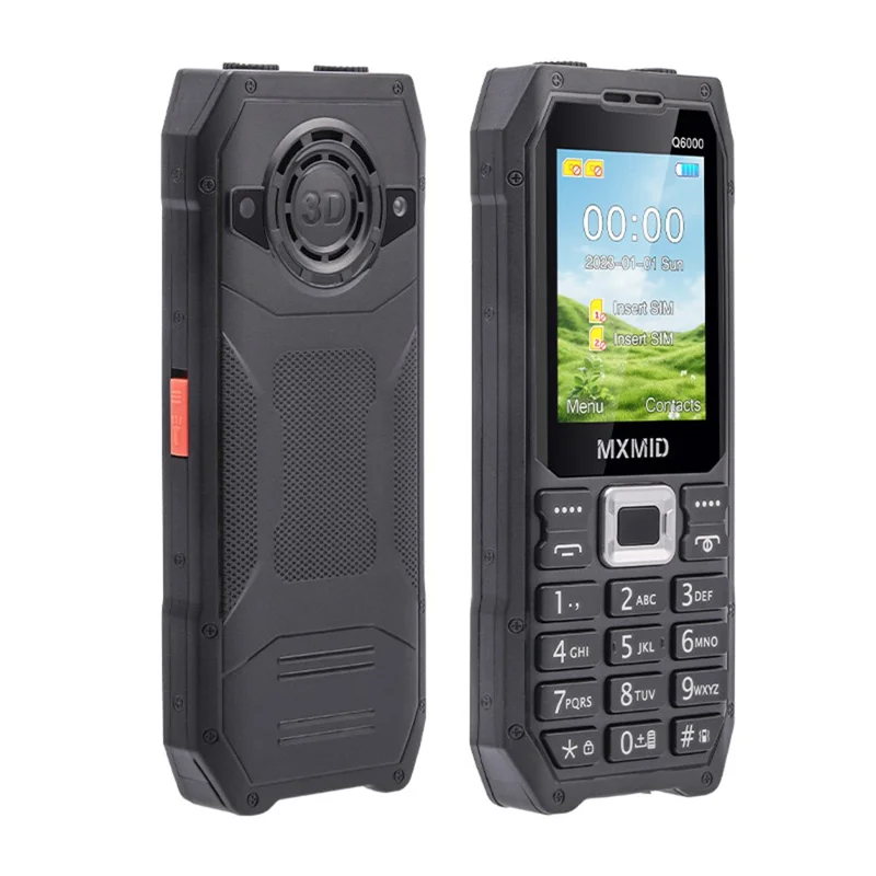 MXMID Q6000 2.4 Inch Display Phone Dual SIM Standby GSM Keypad Bar Phone with Dual LED Flashlight - Black