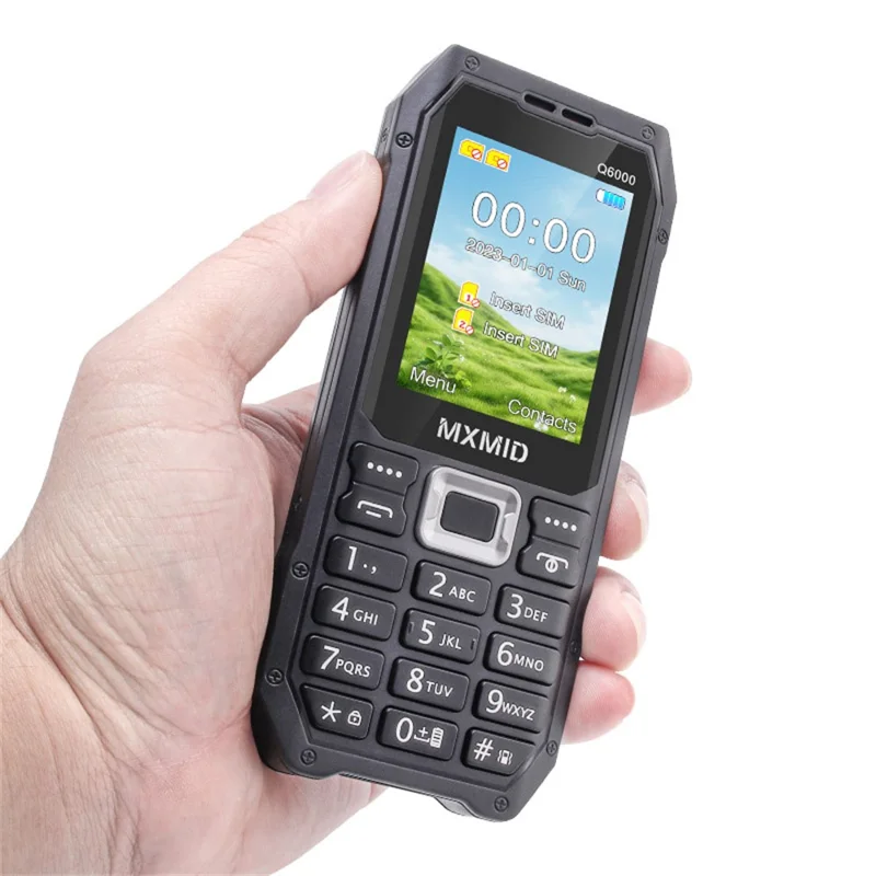 MXMID Q6000 2.4 Inch Display Phone Dual SIM Standby GSM Keypad Bar Phone with Dual LED Flashlight - Black