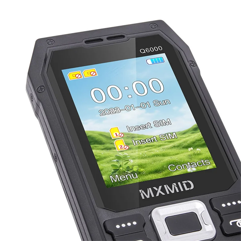 MXMID Q6000 2.4 Inch Display Phone Dual SIM Standby GSM Keypad Bar Phone with Dual LED Flashlight - Black
