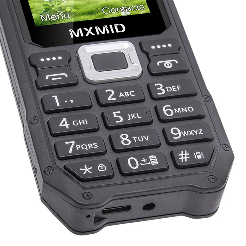 MXMID Q6000 2.4 Inch Display Phone Dual SIM Standby GSM Keypad Bar Phone with Dual LED Flashlight - Black