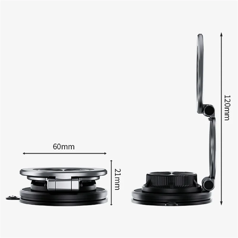 SD17 Car Phone Mount Holder Suction Cup Dashboard Navigation Portable Vacuum Suction Magnetic Phone Stand - Black