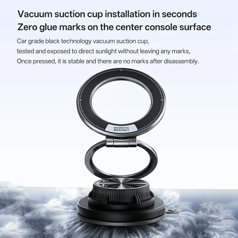 SD17 Car Phone Mount Holder Suction Cup Dashboard Navigation Portable Vacuum Suction Magnetic Phone Stand - Black
