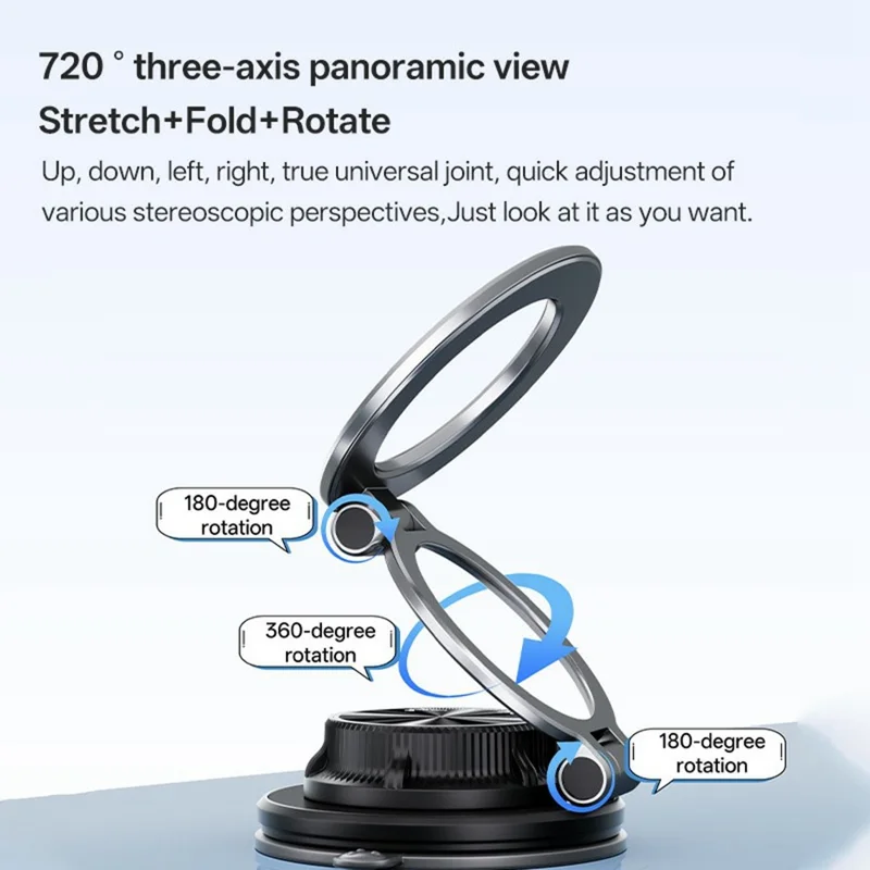 SD17 Car Phone Mount Holder Suction Cup Dashboard Navigation Portable Vacuum Suction Magnetic Phone Stand - Black