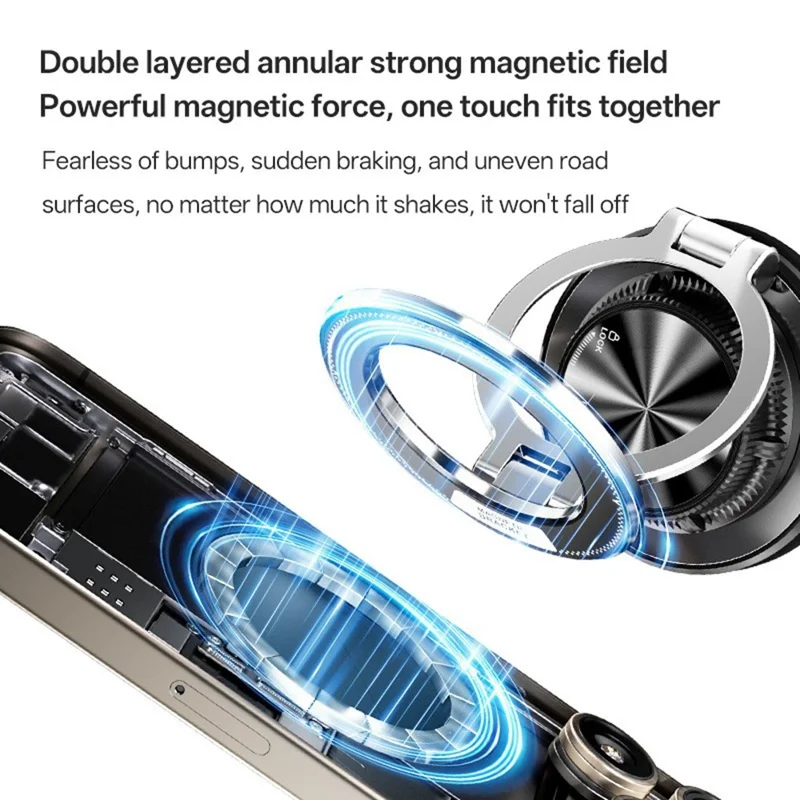 SD17 Car Phone Mount Holder Suction Cup Dashboard Navigation Portable Vacuum Suction Magnetic Phone Stand - Black