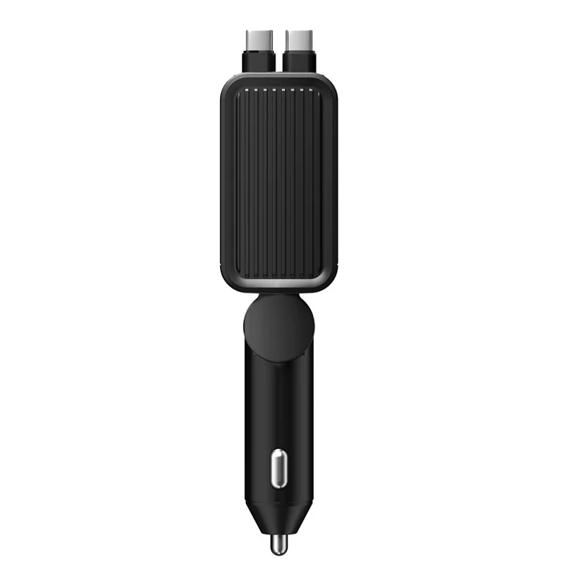 C88 USB Car Charger Cigarette Lighter Adapter with Dual Retractable Cable Bluetooth-Compatible 5.3