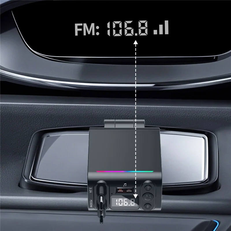 C88 USB Car Charger Cigarette Lighter Adapter with Dual Retractable Cable Bluetooth-Compatible 5.3