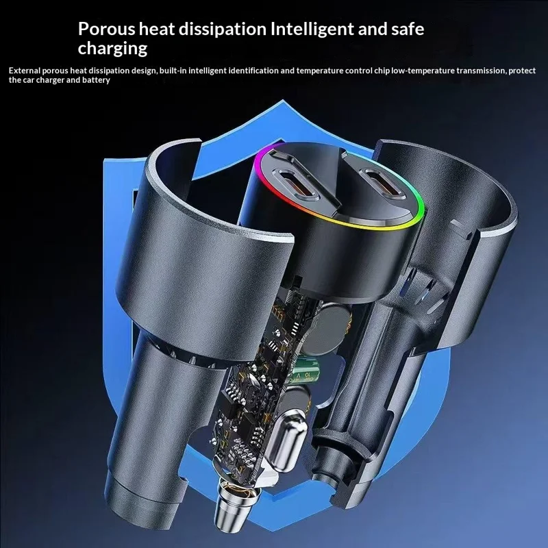 Bulk Purchasing Dual USB-C Ports Car Charger 65W Fast Charging Adapter for Laptops / Phones / Tablets - Black