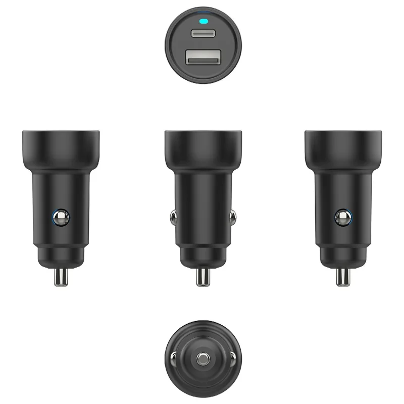 Bulk Purchasing PD 3.0 + QC3.0 18W Fast Charging Adapter USB-A + Type-C Dual Port Car Charger - Black