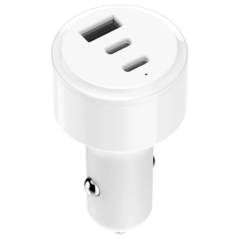 Bulk Purchasing PD 3.0 + QC3.0 100W Fast Charging 3-Port Adapter USB-A + Dual Type-C Car Charger - White