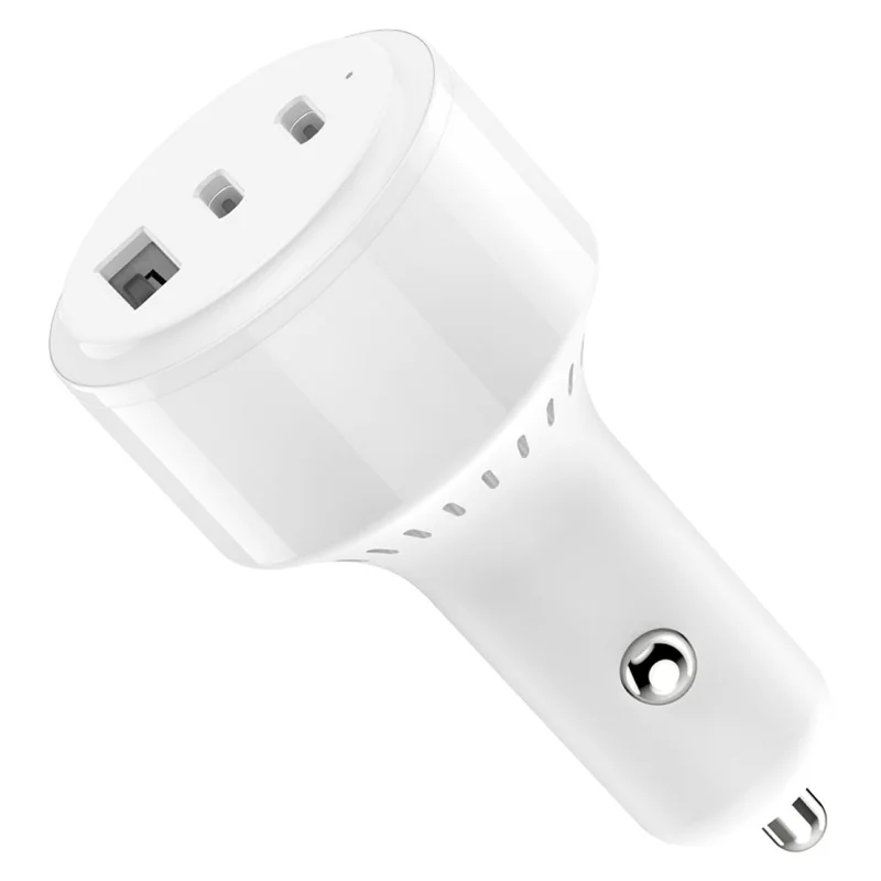 Bulk Purchasing PD 3.0 + QC3.0 80W Fast Charging 3-Port Adapter USB-A + Dual Type-C Car Charger - White