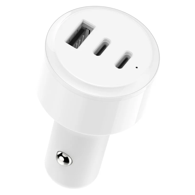 Bulk Purchasing PD 3.0 + QC3.0 80W Fast Charging 3-Port Adapter USB-A + Dual Type-C Car Charger - White