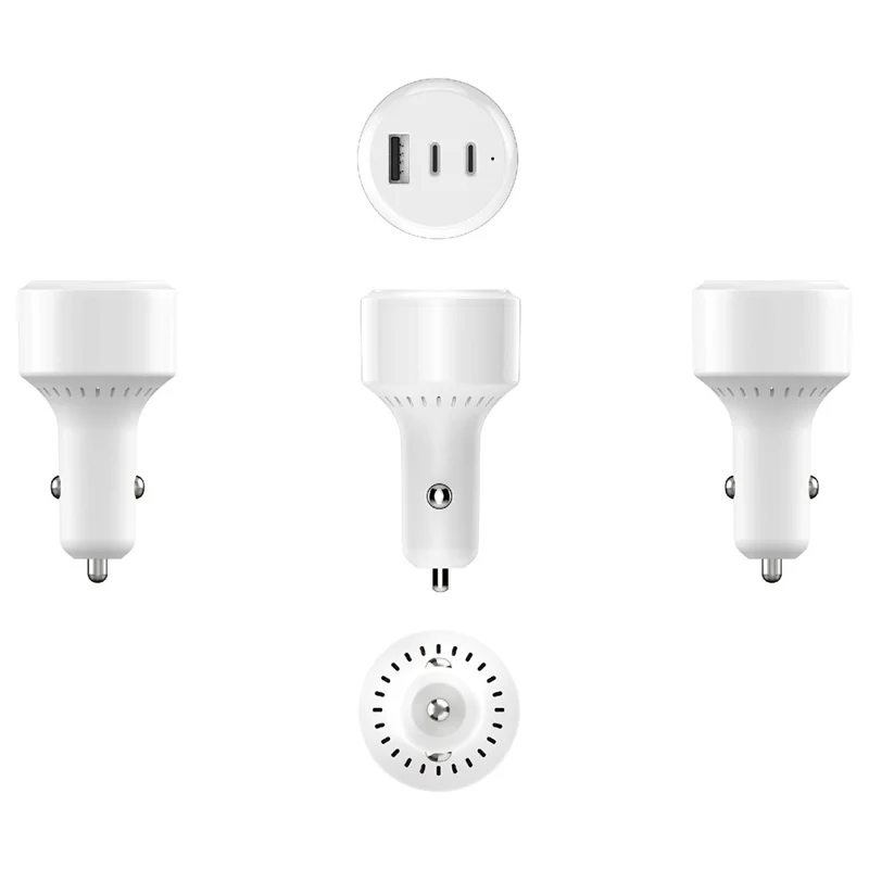 Bulk Purchasing PD 3.0 + QC3.0 80W Fast Charging 3-Port Adapter USB-A + Dual Type-C Car Charger - White